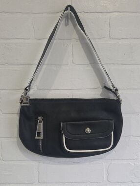 Francesco Biasia Black Shoulder Bag with White Trim